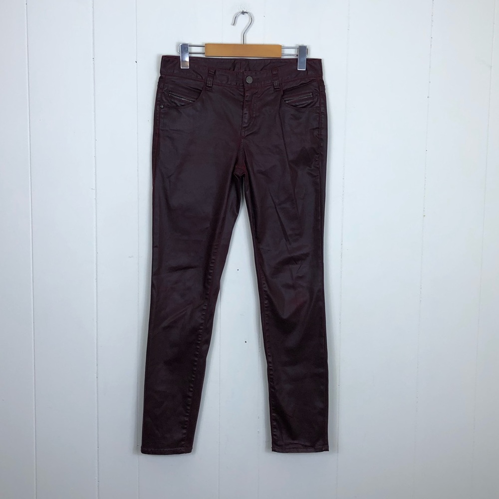 Armani Exchange‎ Faux Leather Burgundy Pants Sz 4